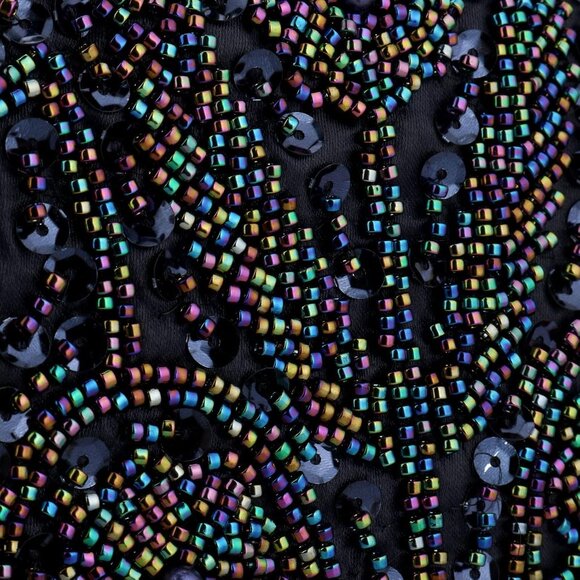 BEADED Sequin Flower Clutch Bag Blue - Picture 8 of 9